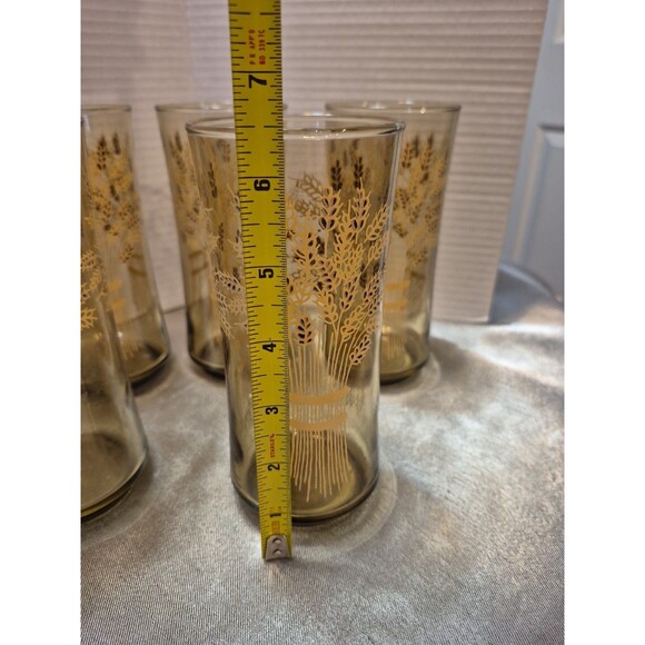 Vintage Libbey Franco Wheat Print Glasses Set Of 5 - Picture 11 of 12